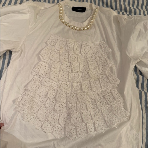 Simone Rocha White Blouse with Lace Accents - Picture 4 of 5
